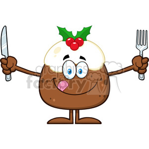 Festive Christmas Pudding Cartoon