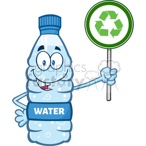   illustration cartoon ilustation of a water plastic bottle mascot character holding up a recycle sign vector illustration isolated on white background 
