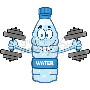   illustration cartoon ilustation of a water plastic bottle mascot character working out with dumbbells vector illustration isolated on white background 