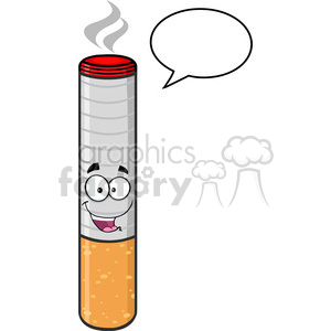royalty free rf clipart illustration happy electronic cigarette cartoon mascot character with speech bubble vector illustration isolated on white background