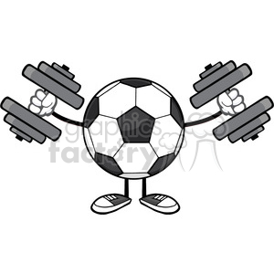soccer ball faceless cartoon mascot character working out with dumbbells vector illustration isolated on white background