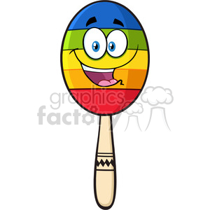happy colorful mexican maracas cartoon mascot character vector illustration isolated on white background