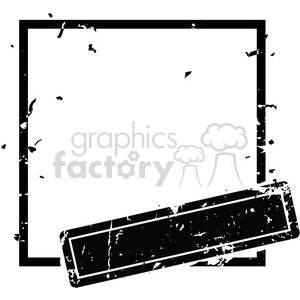 Grunge-style blank rubber stamp illustration with a square border and a rectangular banner, featuring a distressed and worn-out design.