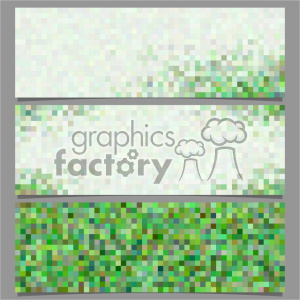 Clipart image of three horizontally aligned banners with a pixelated green and white gradient design.