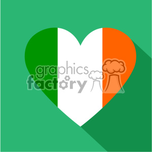 Heart shape with the colors of the Irish flag on a green background.