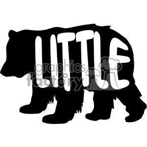 Clipart image of a bear silhouette with the word 'LITTLE' incorporated into the bear's body.