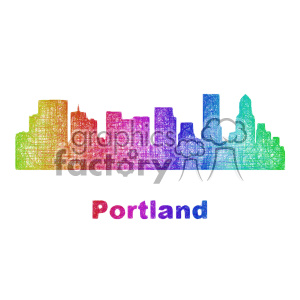   city skyline vector clipart USA Portland 