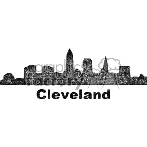black and white city skyline vector clipart USA Cleveland