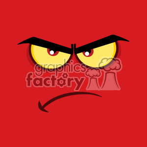 10854 Royalty Free RF Clipart Angry Cartoon Funny Face With Grumpy Expression Vector With Red Background