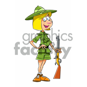 cartoon woman hunter