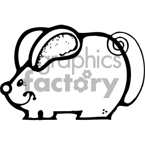 The clipart image features a stylized outline of a mouse. The mouse has large, floppy ears, a prominent, circular nose, and a long, curled tail.