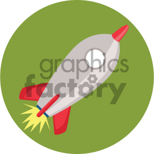 rocket circle background vector flat icon