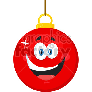 Happy Red Christmas Ball Cartoon Mascot Character Vector Illustration Flat Design Isolated On White Background