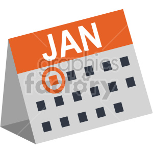 Clipart image of a January calendar page with the first day highlighted.