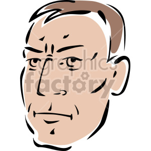 Clipart illustration of an angry man's face with a simple, bold outline.