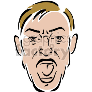 Clipart image of an angry man yelling, featuring an expressive face with intense emotion.