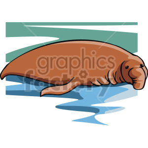 The clipart image shows an elephant seal lying on its side with its head facing towards you. Elephant seals are a large seal, but have a trunk kind of extremity, which is why they are named 'elephant' seals. 