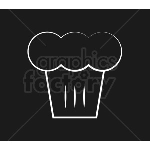 A simple, minimalist black and white clipart image of a chef's hat.