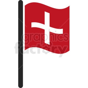 The clipart image depicts a red flag with a white cross, which is widely recognized as a symbol for first aid or medical assistance.