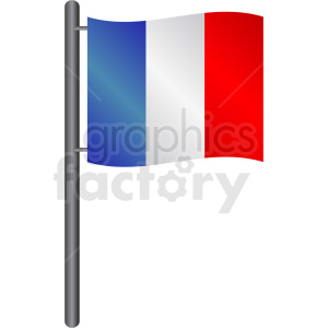 The clipart image displays the national flag of France, commonly known as the Tricolour or Tricolore, which consists of three vertical bands of equal width, featuring the colors blue (on the hoist side), white, and red.