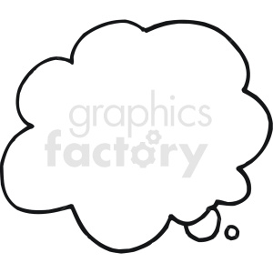 This clipart image features an empty thought bubble with a black outline. The thought bubble can be used as a graphic element in designs to indicate thinking or an idea.