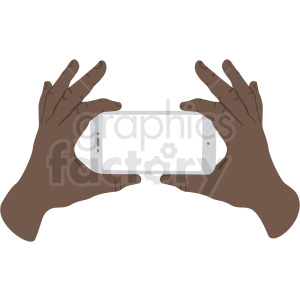 Clipart image of hands holding a smartphone as if taking a photo.