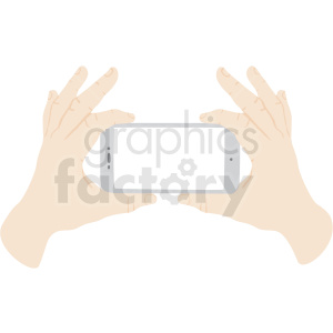 Clipart of hands holding a smartphone horizontally as if taking a photo.