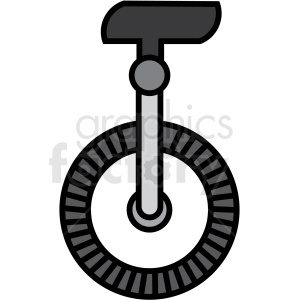 Clipart image of a unicycle, featuring a single wheel and a horizontal handle.