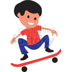 cartoon boy riding skateboard
