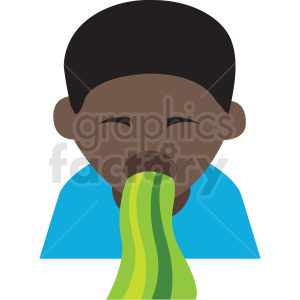 african american boy puking vector icon