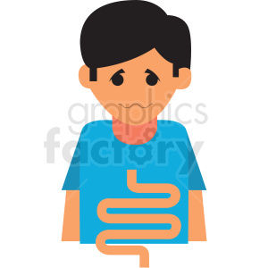 boy with upset digestion vector icon
