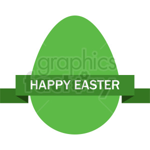 green happy easter egg with label vector clipart