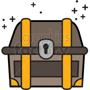 treasure chest in color with sparkles vector icon