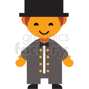 Cartoon illustration of a person wearing traditional Jewish attire with a hat and coat.