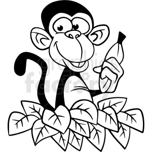 cartoon monkey black white vector clipart