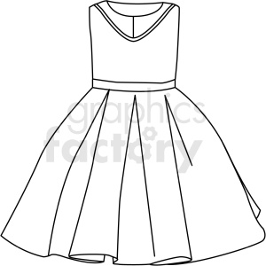 Simple black and white clipart of a dress