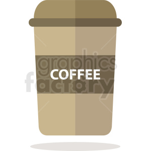 Clipart image of a coffee travel cup with a labeled sleeve.