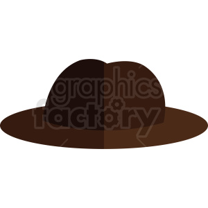 A clipart image of a brown wide-brimmed hat viewed from the side.