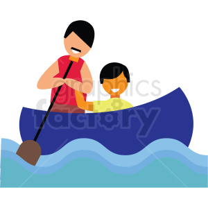 Two People Rafting in a Blue Boat