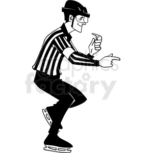 black and white hockey referee penalty call vector clipart