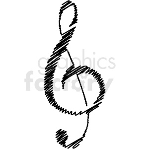A hand-drawn, sketch-style illustration of a treble clef symbol.