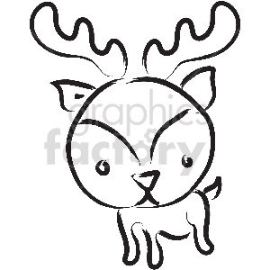 reindeer clipart black and white