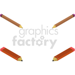 isometric pencil vector icon clipart bundle
