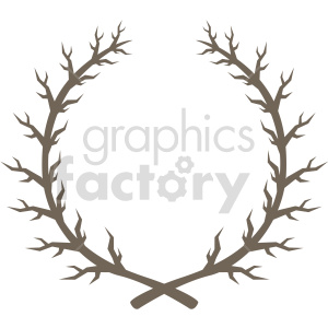 A clipart image of a laurel wreath composed of bare, leafless branches.