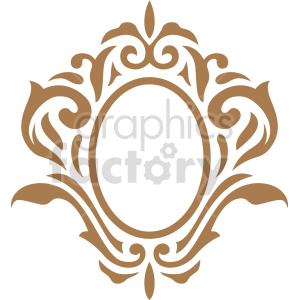 An ornate, intricately designed oval frame clipart with floral and leaf patterns in a vintage style.