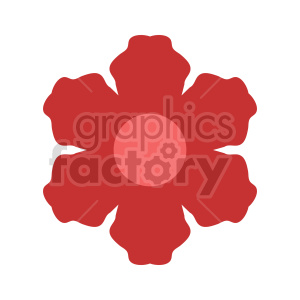 A simple red flower clipart with a circular center and five petals.