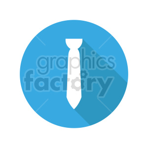 A minimalist clipart image of a white necktie icon set against a blue circular background.