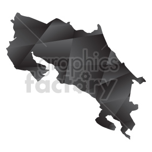 A black geometric silhouette of Costa Rica's map.