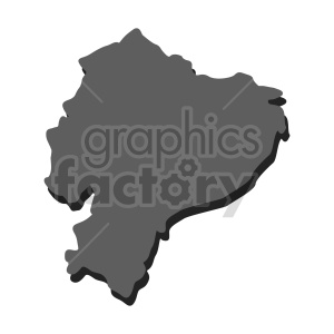 3D Gray Silhouette Map of Ecuador