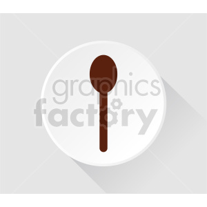 Minimalist clipart image of a brown spoon on a white plate background.